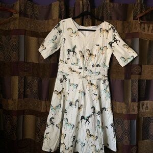 Vintage Carousel Horse Print Dress